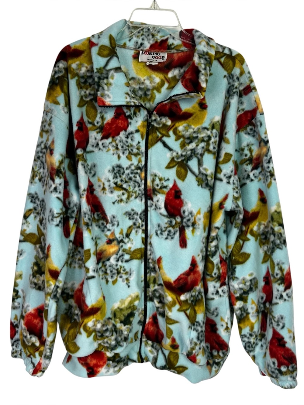 LOOKING GOOD Women’s Vintage Full Zip Fleece Jacket Sz XL Red/Yellow Cardinals
